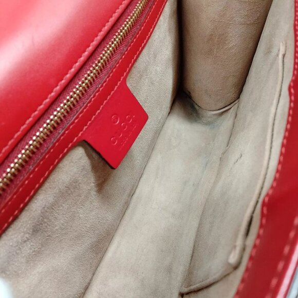 790670BA (X6) Gucci Crossbody Bag Sherry Line Red Leather - Picture 6 of 9